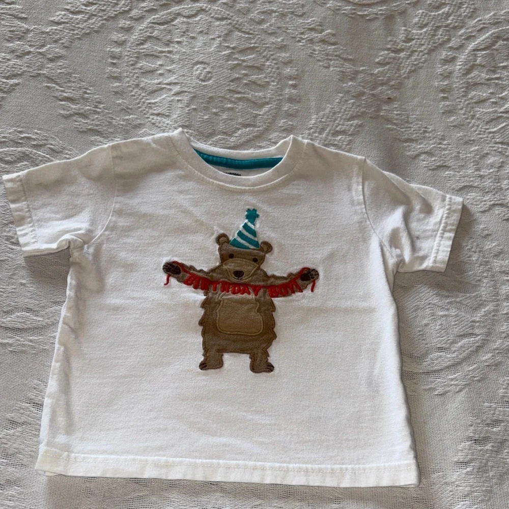 Gently Loved White Bear Birthday Boy Cotton Shirt by Gymboree